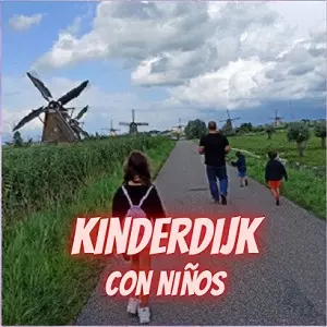 kinderdijk con niños en autocaravana