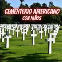 cementerio americano con niños en autocaravana