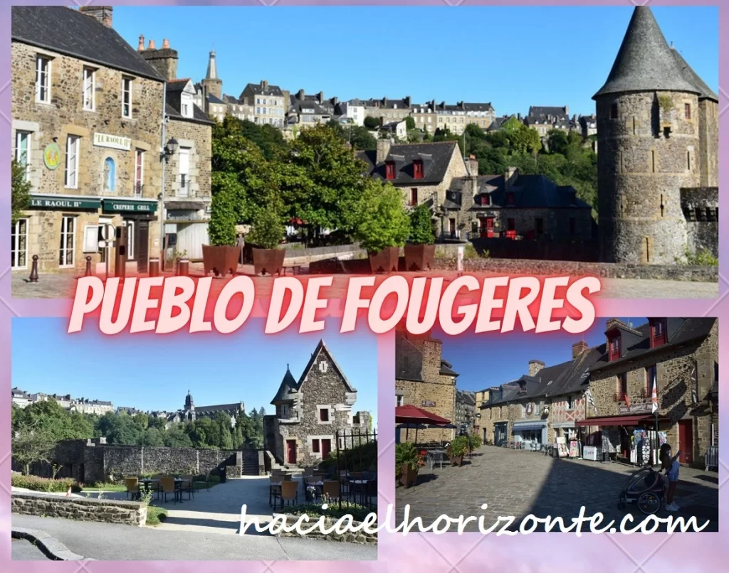 Pueblo de Fougeres con niños en autocaravana