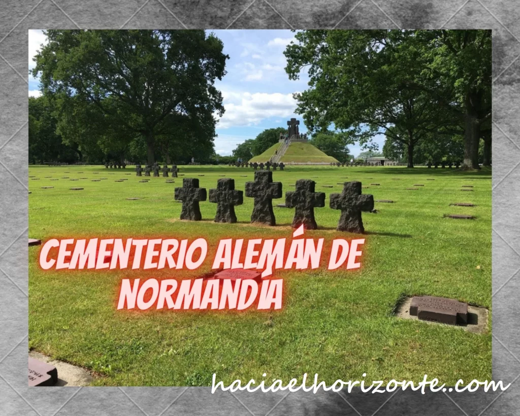 cementerio alemán de normandia con niños en autocaravana