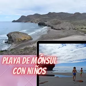 playa de monsul con niños en autocaravana