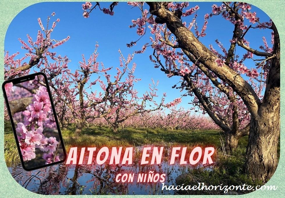 aitona en flor, la joya del Segriá en Lleida con niños en autocaravana