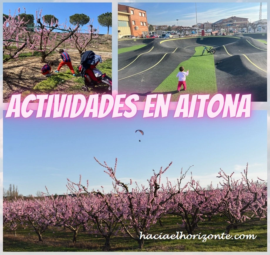actividades con niños en Aitona en floracion y autocaravana